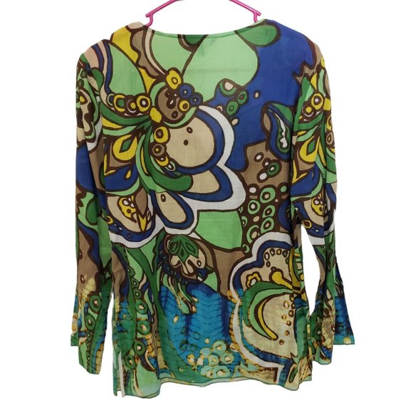 CT201 Ladies Chaudry KC Abstract Design Cotton Blouse M - Picture 2 of 4